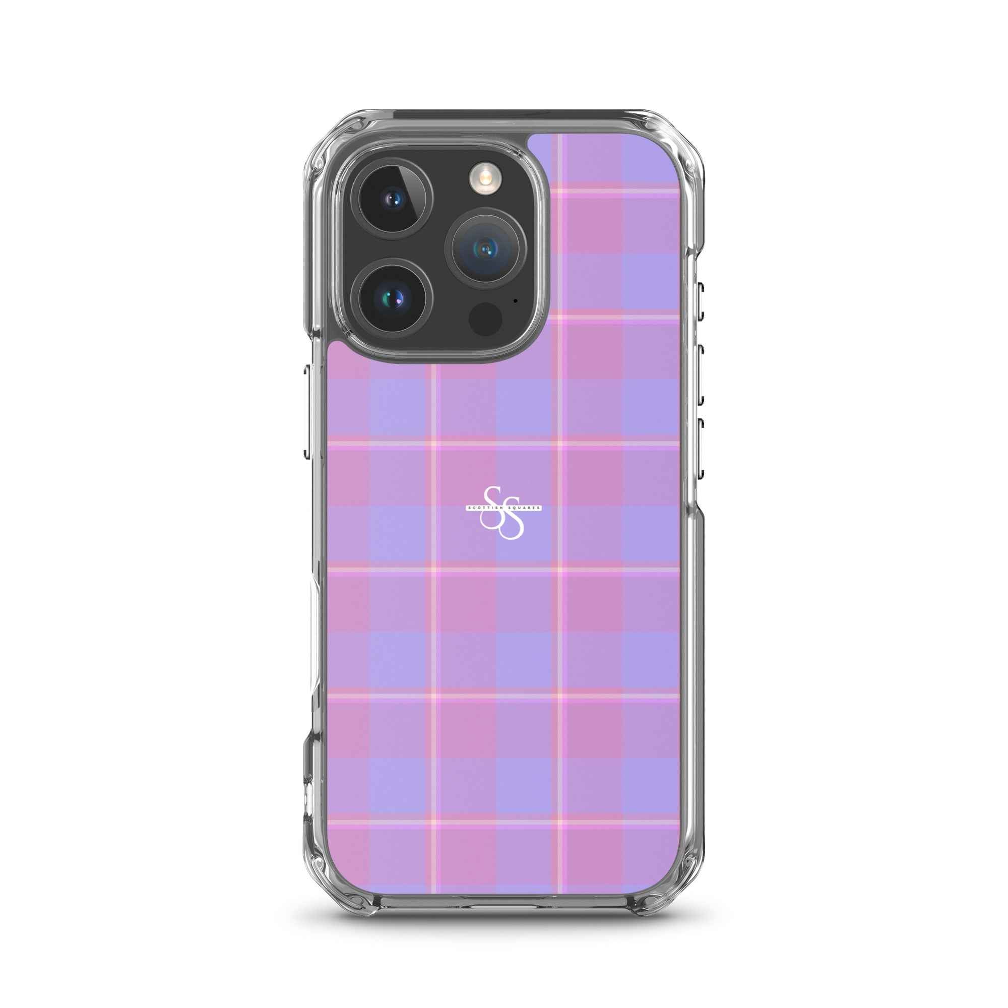 Clear Case for iPhone Viola and Dull Lavender Plaid iPhone 16 Pro - Scottish Squares