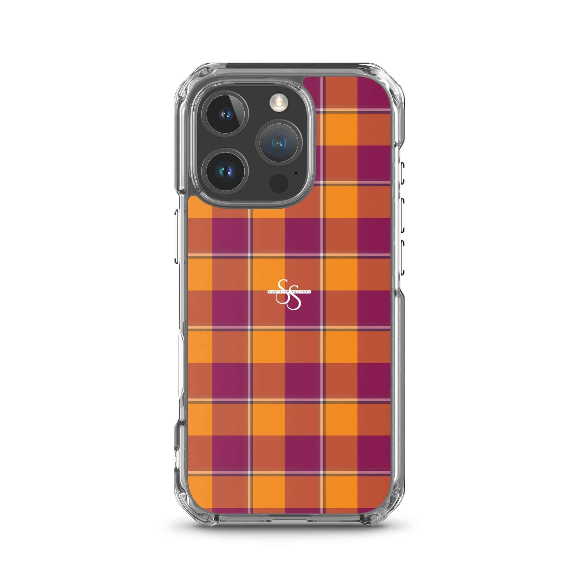 Clear Case for iPhone Tahiti Gold and Rose Bud Cherry Plaid iPhone 16 Pro - Scottish Squares