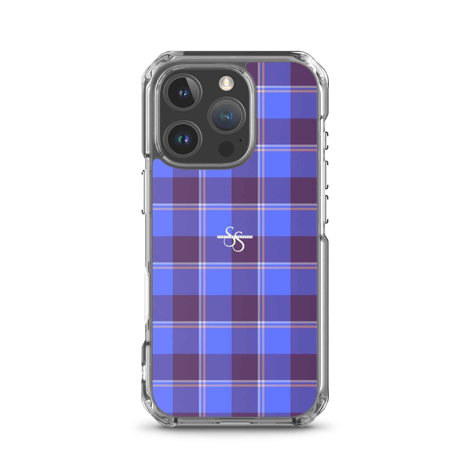 Clear Case for iPhone Cornflower Blue and Livid Brown Plaid iPhone 16 Pro - Scottish Squares