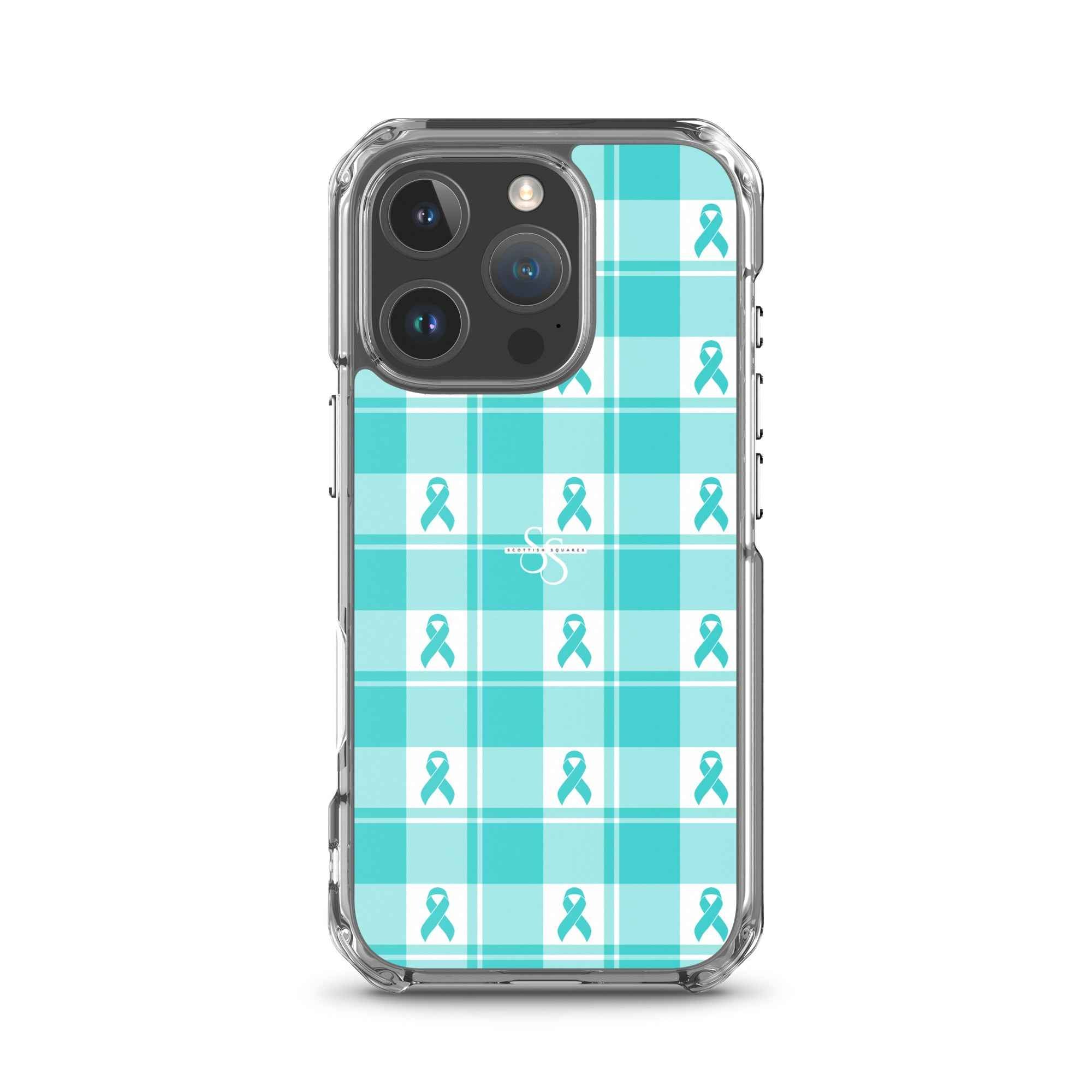 Clear Case for iPhone Ovarian Cancer Awareness Plaid iPhone 16 Pro - Scottish Squares