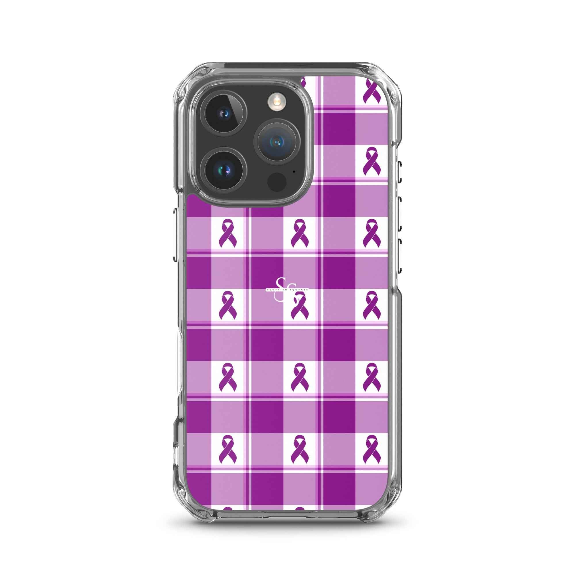 Clear Case for iPhone Pancreatic Cancer Awareness Plaid iPhone 16 Pro - Scottish Squares