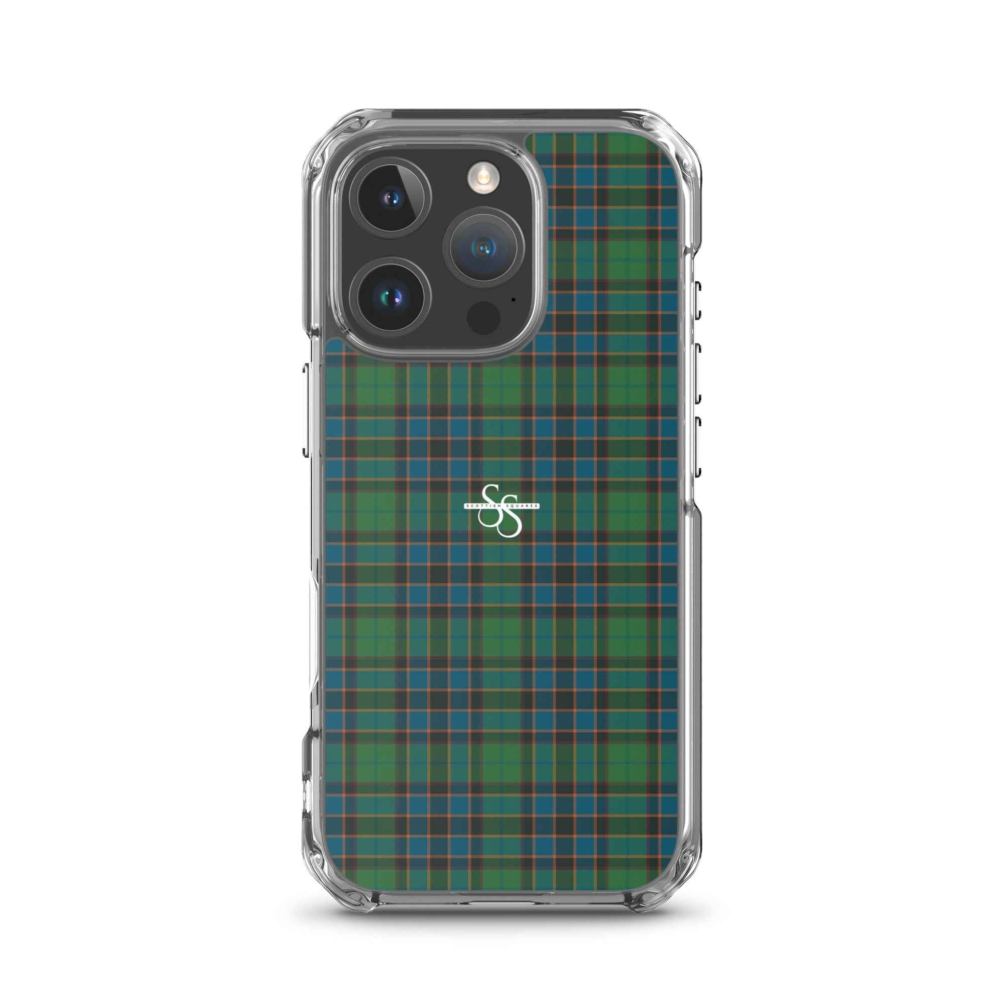 Clear Case for iPhone Green Blue Orange Plaid Tartan