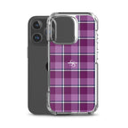 Clear Case for iPhone Purple and Trendy Pink Plaid - Scottish Squares