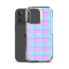 Clear Case for iPhone Mauve and Coastal Mist Plaid - Scottish Squares