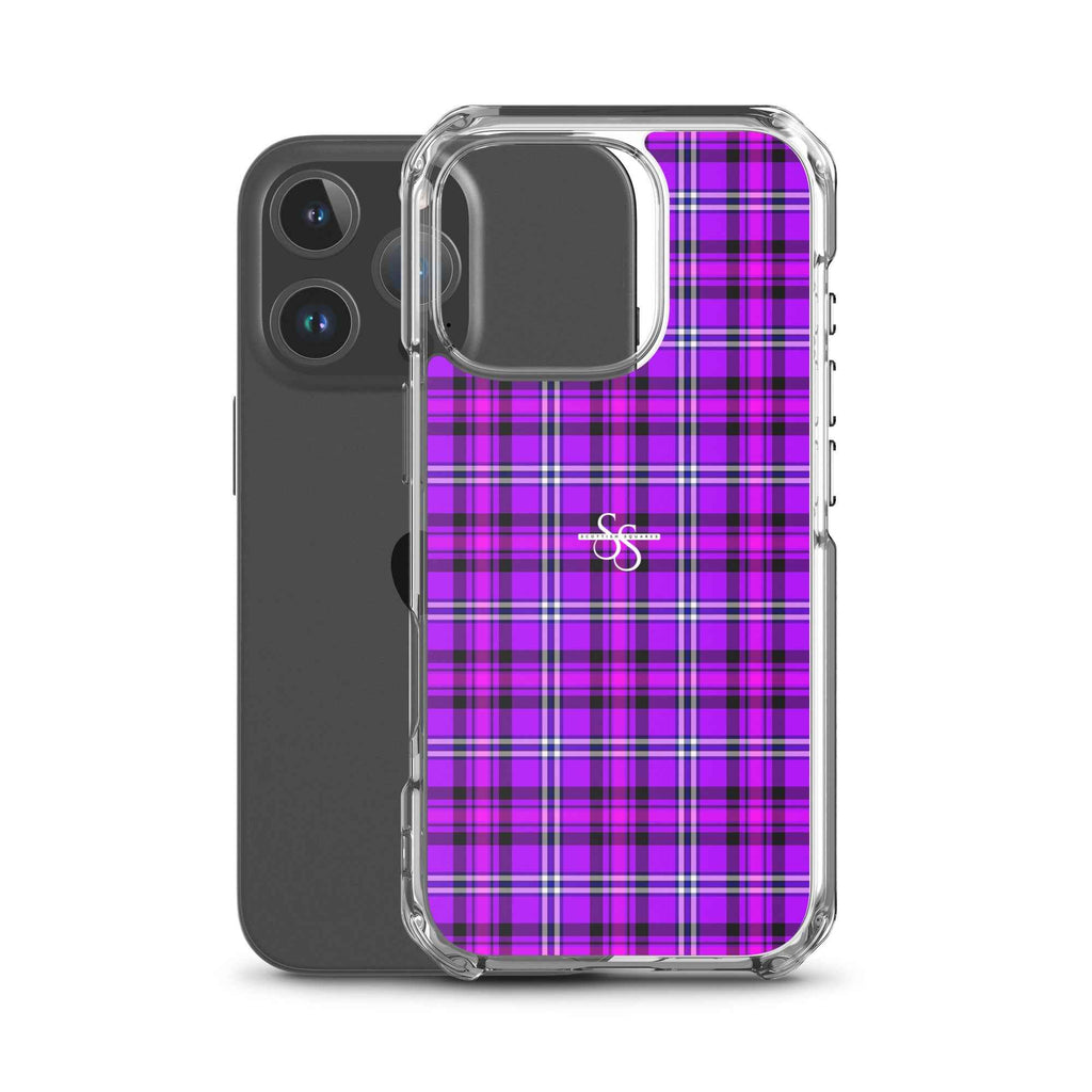 Clear Case for iPhone Electric Violet and Fuchsia Plaid - Scottish Squares