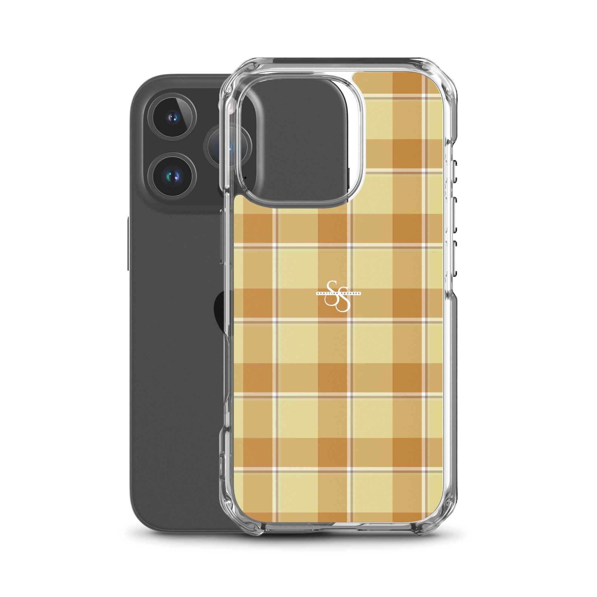 Clear Case for iPhone Zombie and Copper Plaid - Scottish Squares