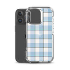 Clear Case for iPhone Pink Cloud and Blue Lagoon Plaid - Scottish Squares