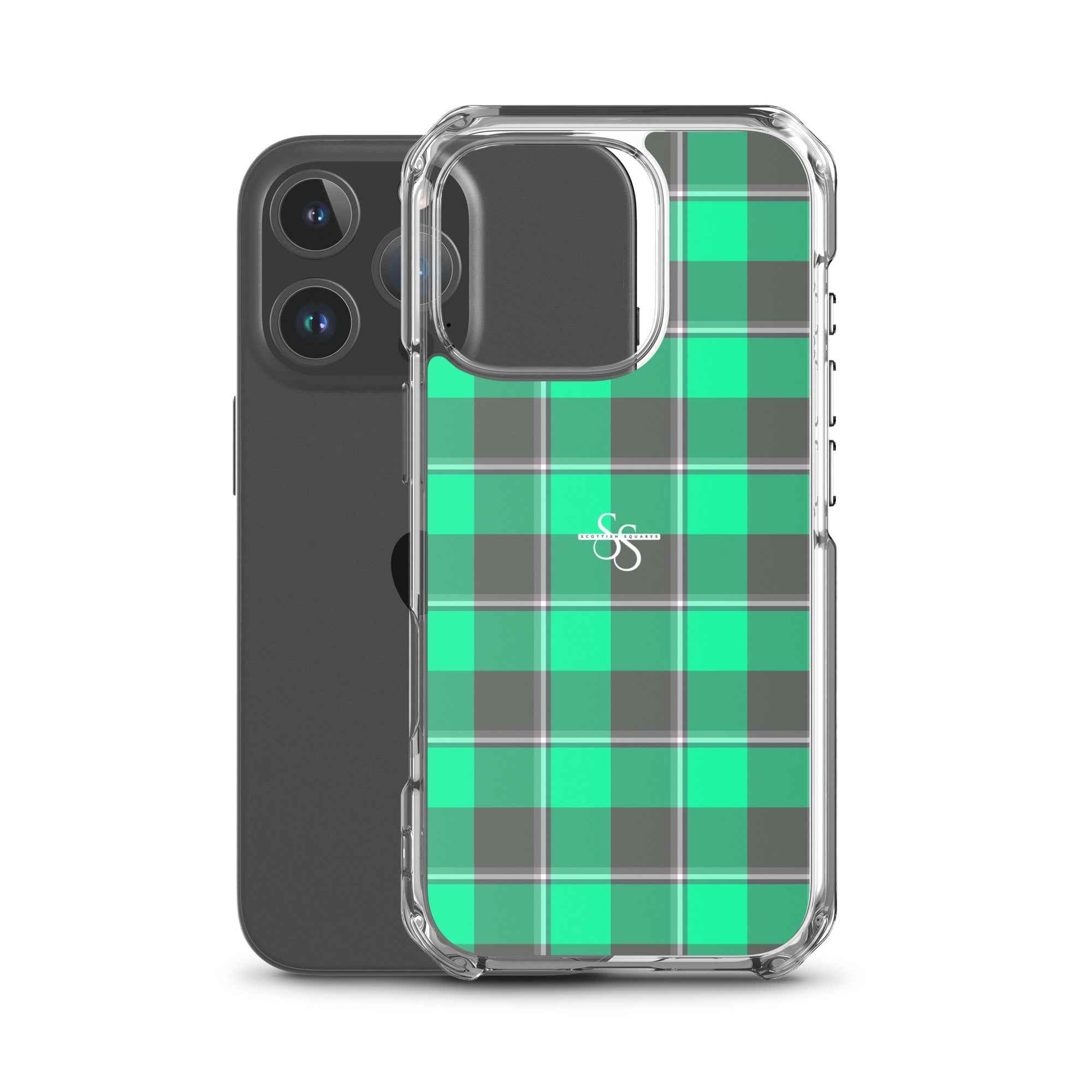 Clear Case for iPhone Spring Green and Finlandia Plaid - Scottish Squares