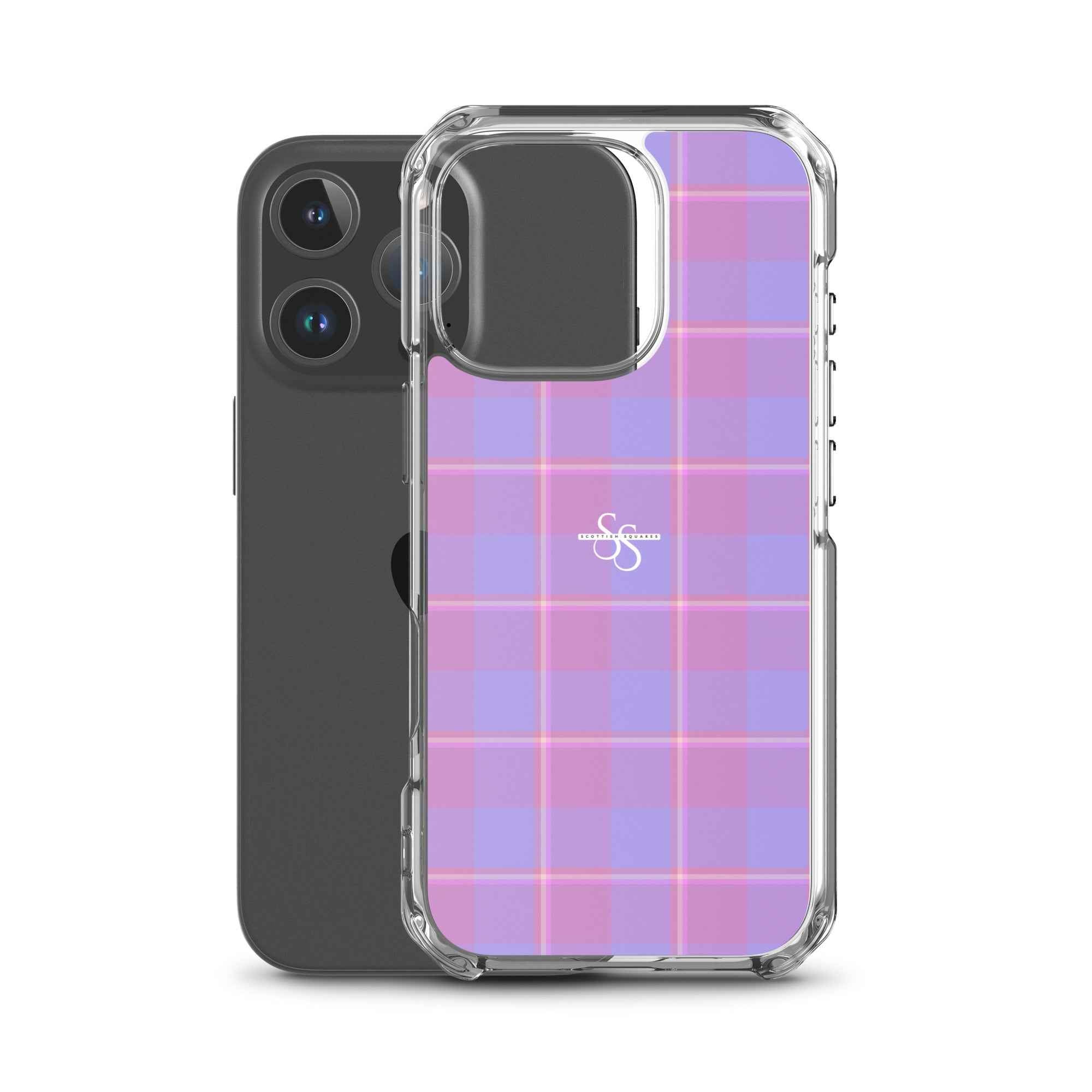 Clear Case for iPhone Viola and Dull Lavender Plaid - Scottish Squares