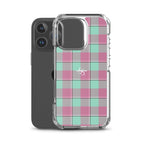 Clear Case for iPhone Vista Blue and Turkish Rose Plaid - Scottish Squares
