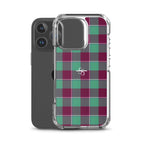 Clear Case for iPhone Ocean Green and Mulberry Wood Plaid - Scottish Squares