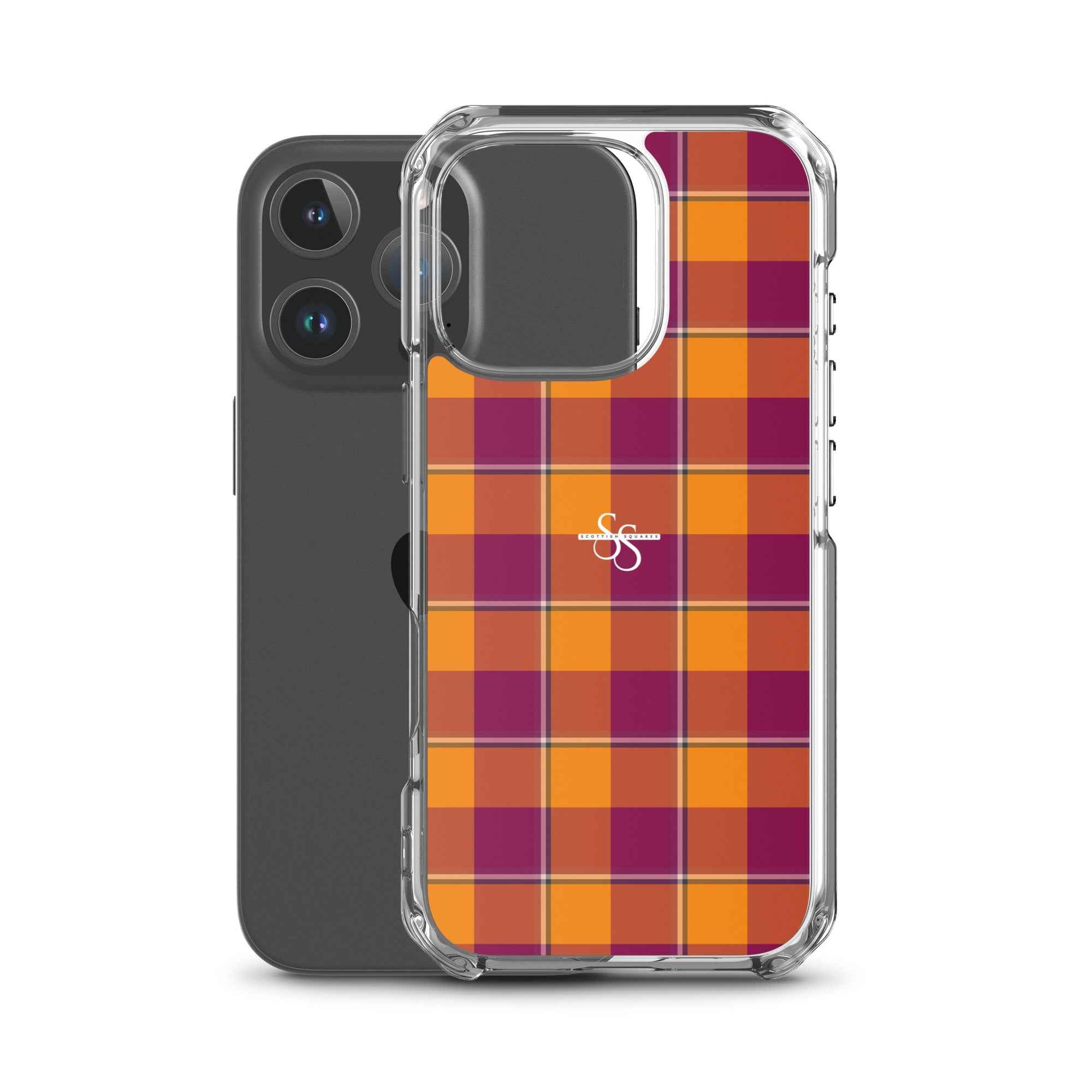 Clear Case for iPhone Tahiti Gold and Rose Bud Cherry Plaid - Scottish Squares