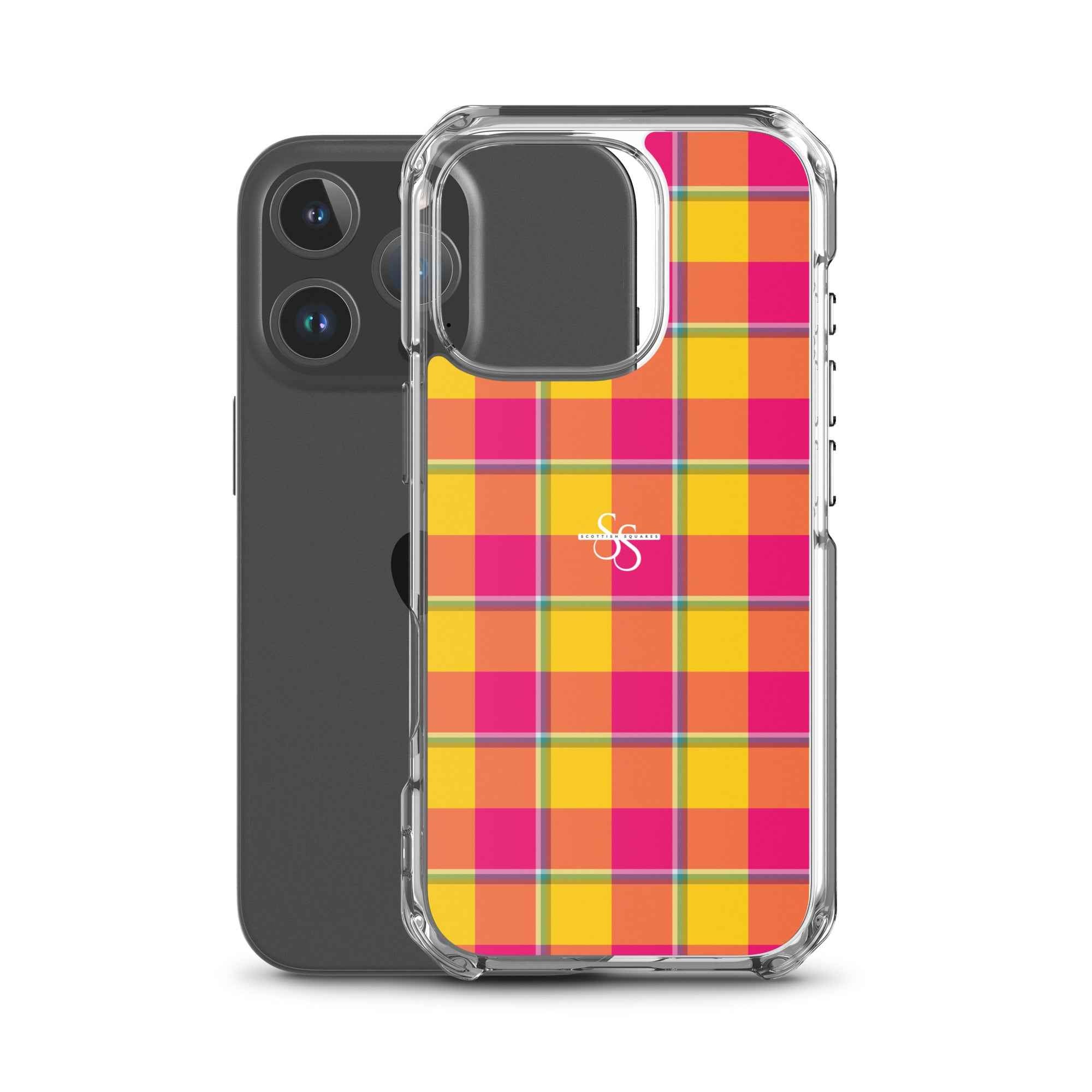 Clear Case for iPhone Corn and Razzmatazz Plaid - Scottish Squares