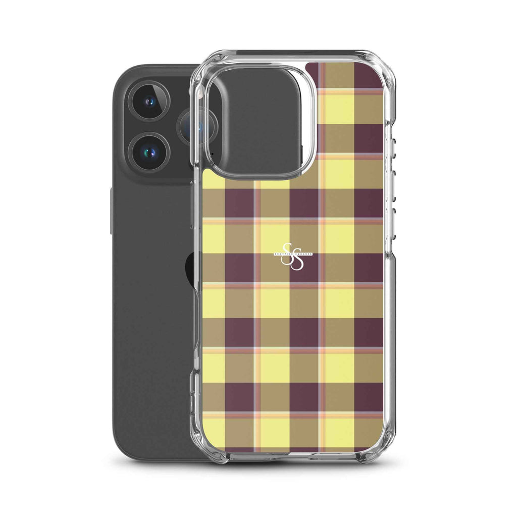 Clear Case for iPhone Flax and Livid Brown Plaid - Scottish Squares