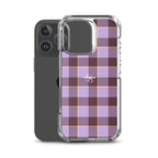 Clear Case for iPhone Light Wisteria and Livid Brown Plaid - Scottish Squares