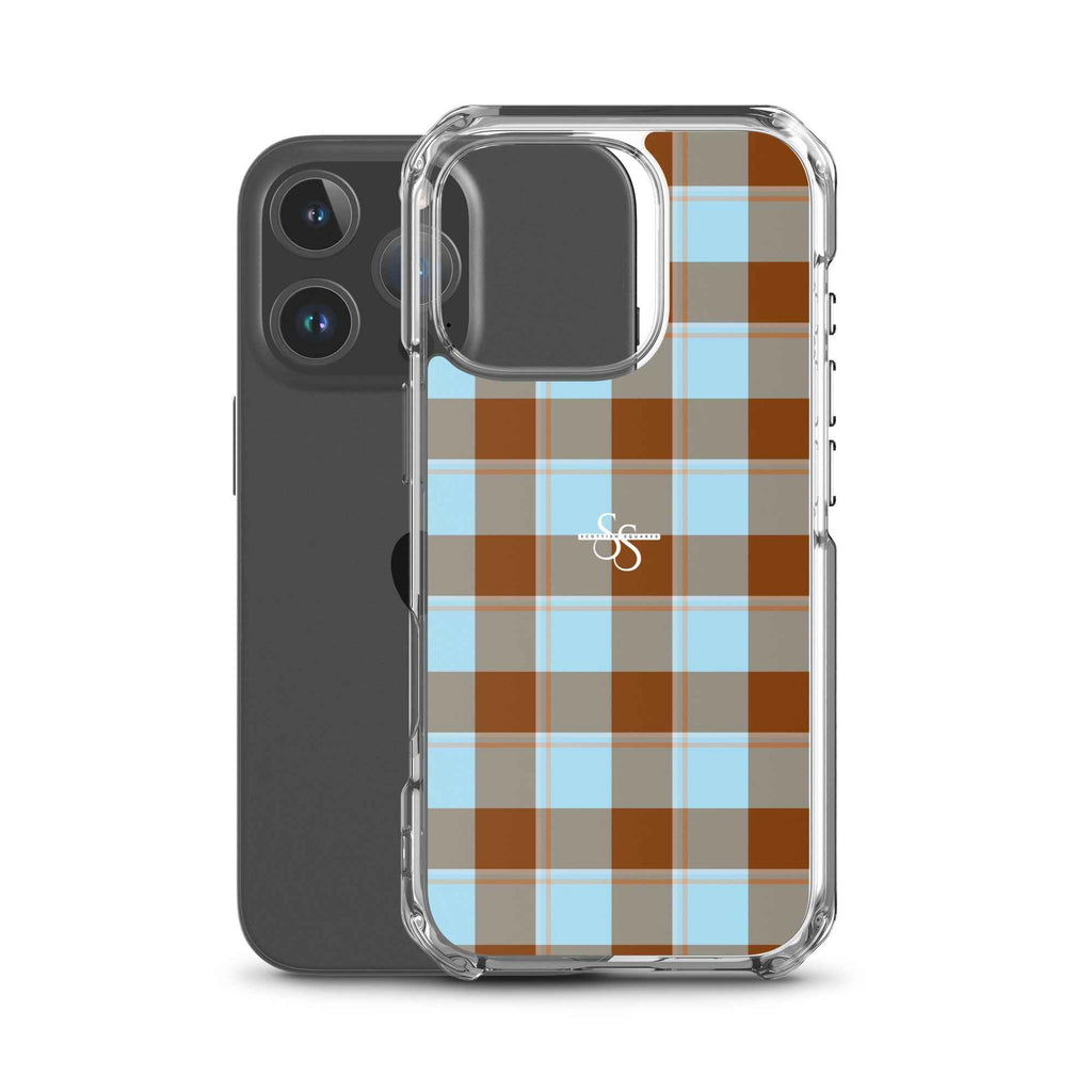 Clear Case for iPhone Blizzard Blue and Livid Brown Plaid - Scottish Squares