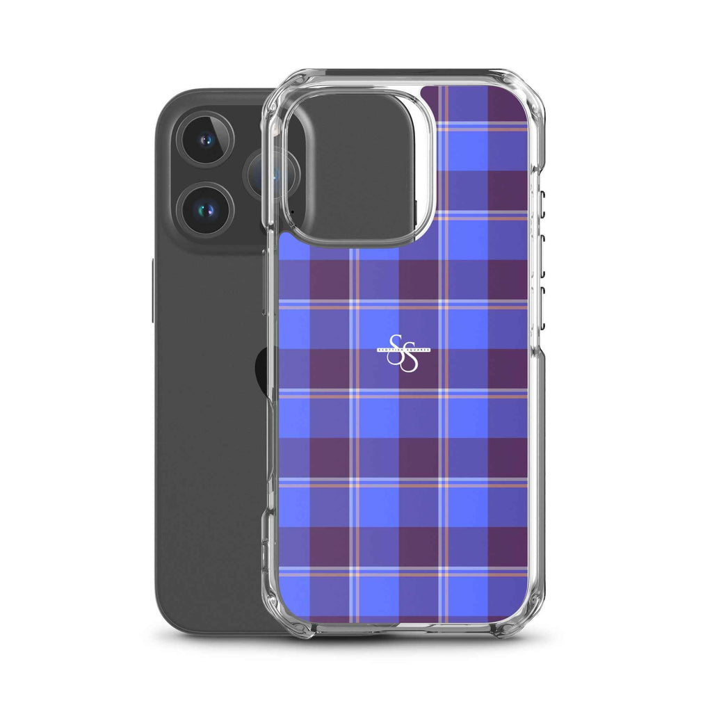 Clear Case for iPhone Cornflower Blue and Livid Brown Plaid - Scottish Squares