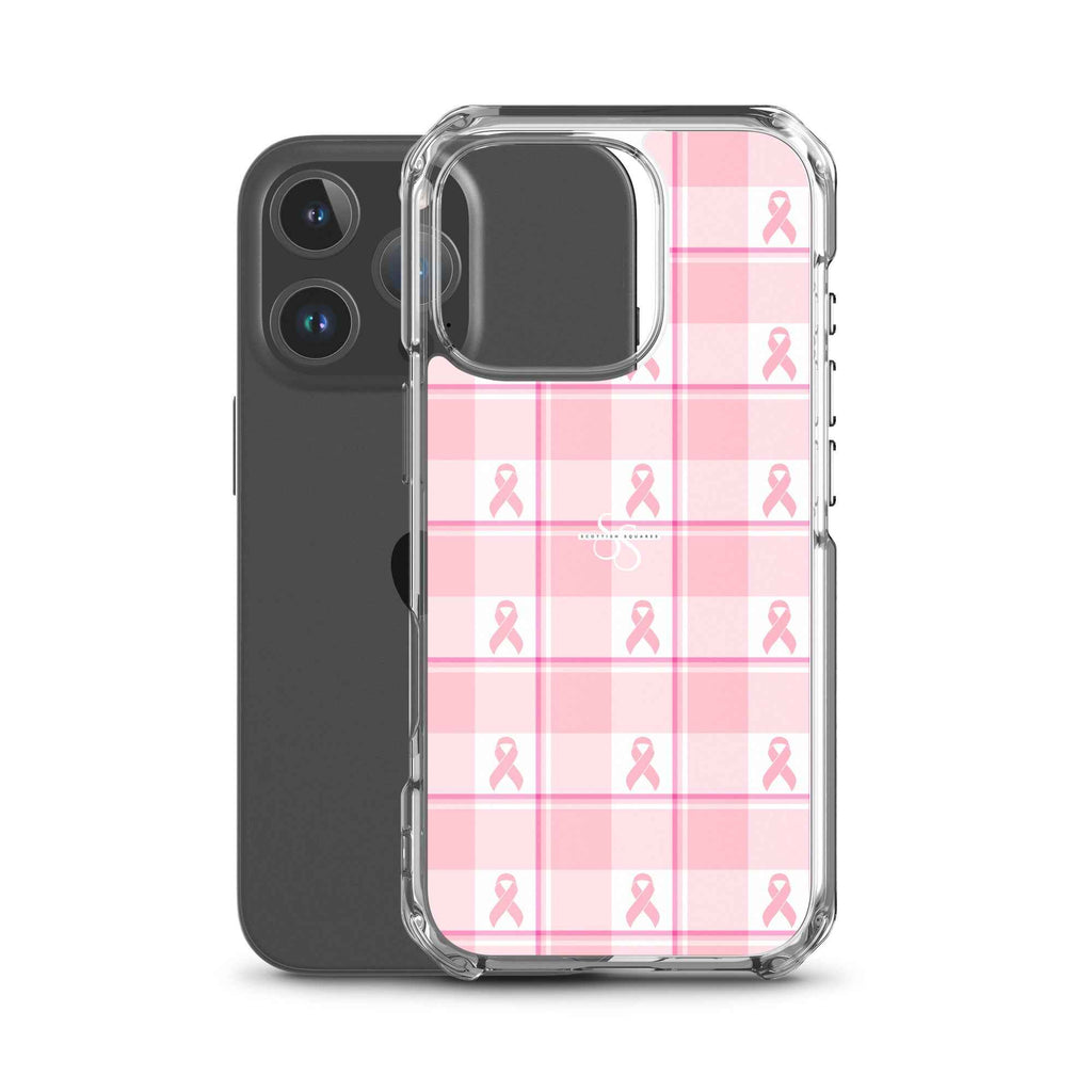 Clear Case for iPhone Breast Cancer Awareness Plaid - Scottish Squares