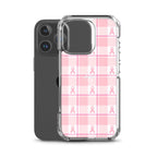 Clear Case for iPhone Breast Cancer Awareness Plaid - Scottish Squares