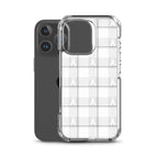 Clear Case for iPhone Lung Cancer Awareness Plaid, White Ribbon, Supportive Gift - Scottish Squares
