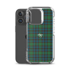 Clear Case for iPhone Green Blue Orange Plaid Tartan