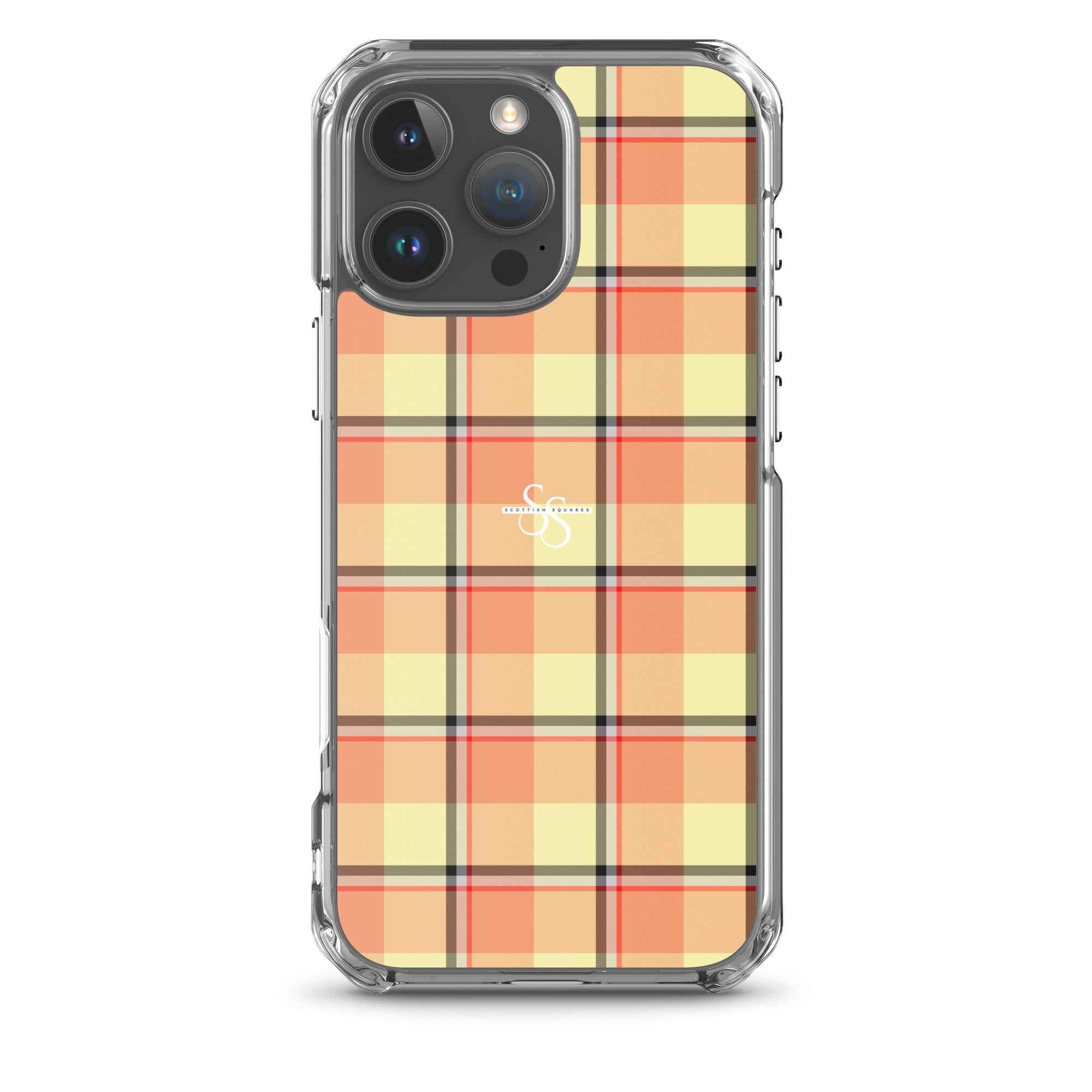 Clear Case for iPhone Claystone and Morning Mist Plaid iPhone 16 Pro Max - Scottish Squares