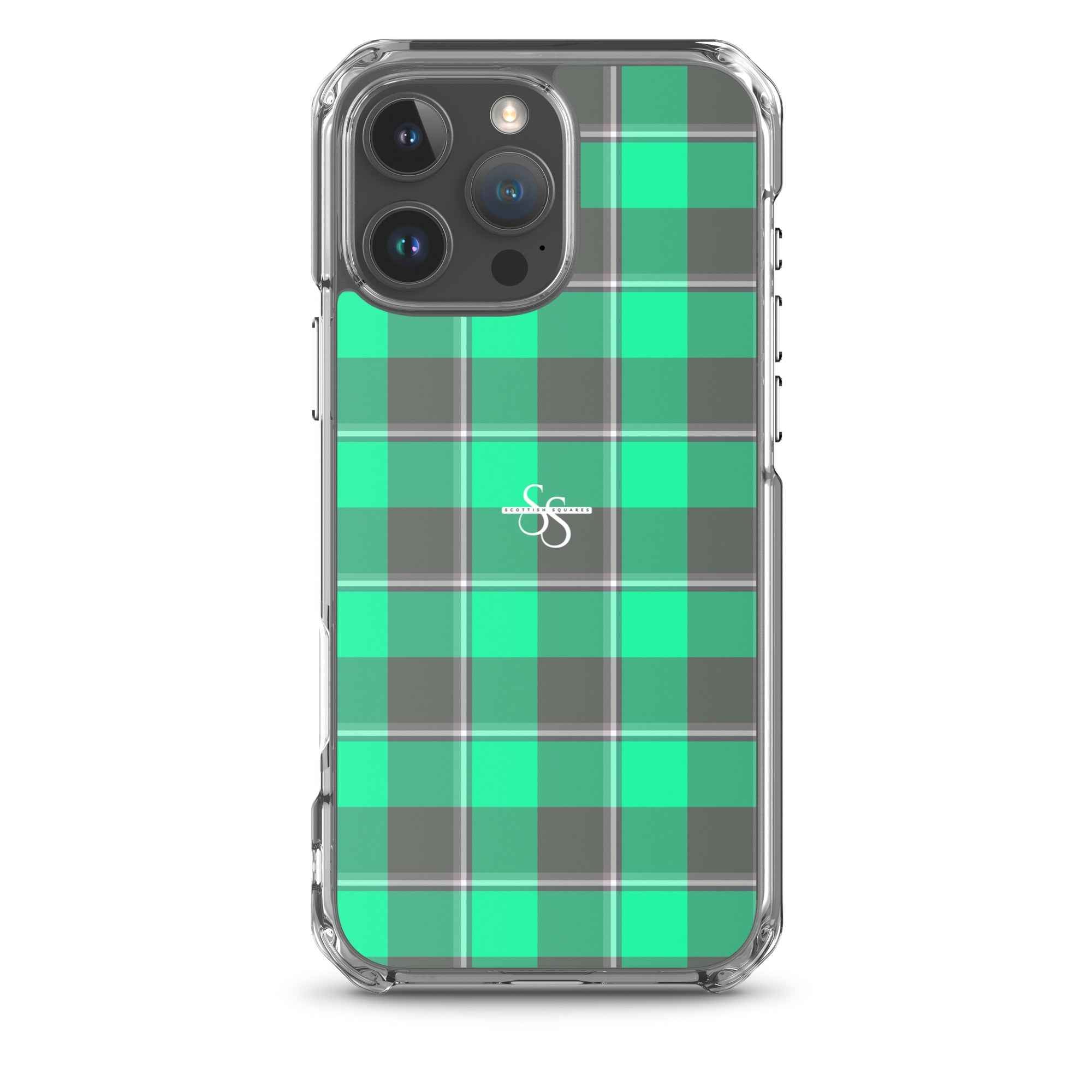 Clear Case for iPhone Spring Green and Finlandia Plaid iPhone 16 Pro Max - Scottish Squares