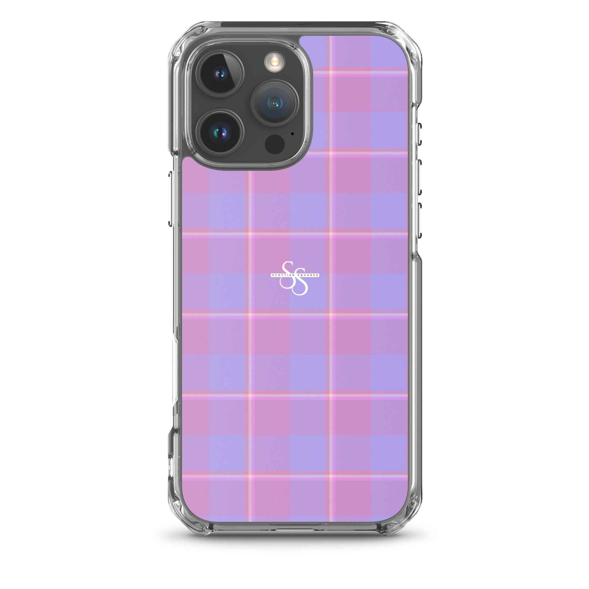 Clear Case for iPhone Viola and Dull Lavender Plaid iPhone 16 Pro Max - Scottish Squares