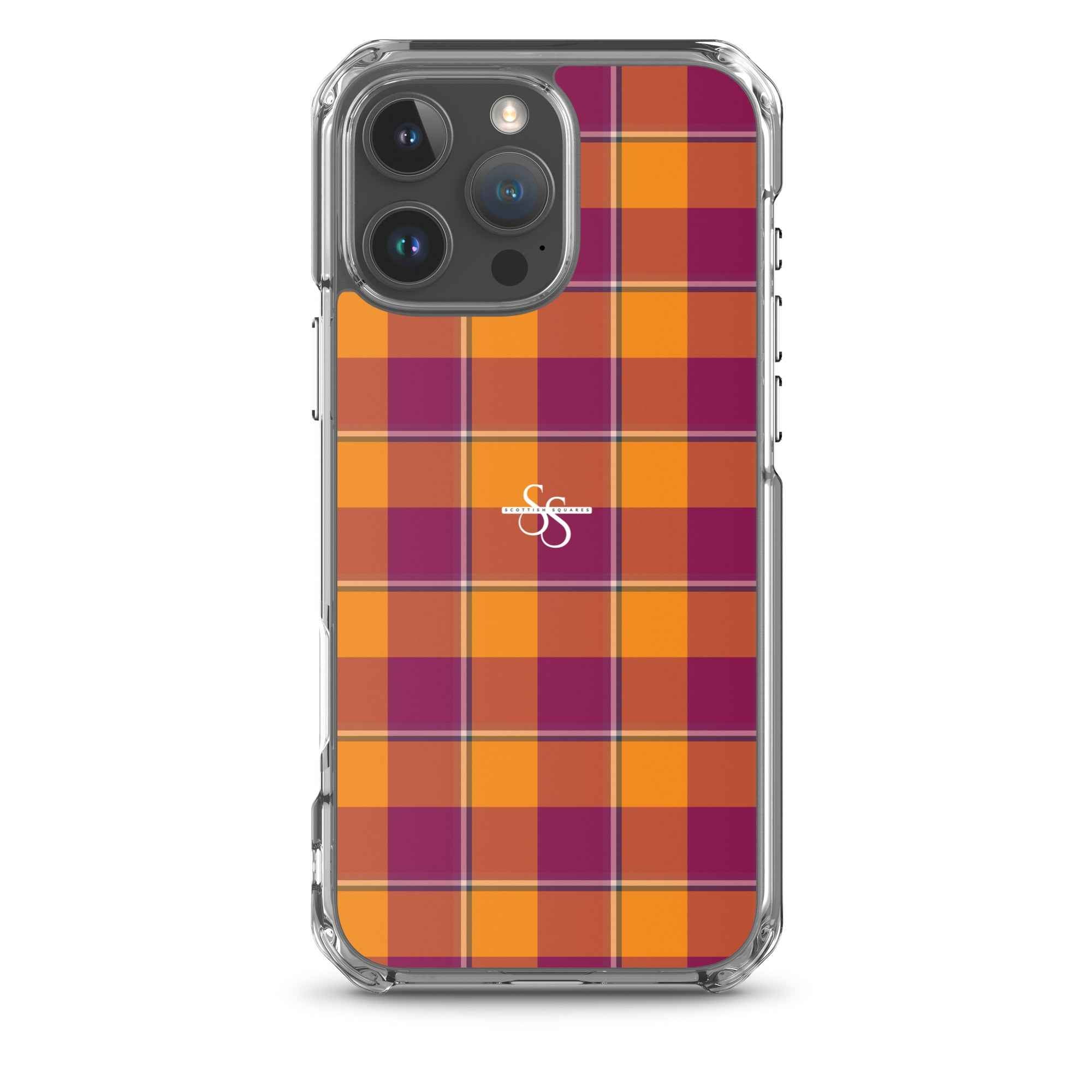 Clear Case for iPhone Tahiti Gold and Rose Bud Cherry Plaid iPhone 16 Pro Max - Scottish Squares