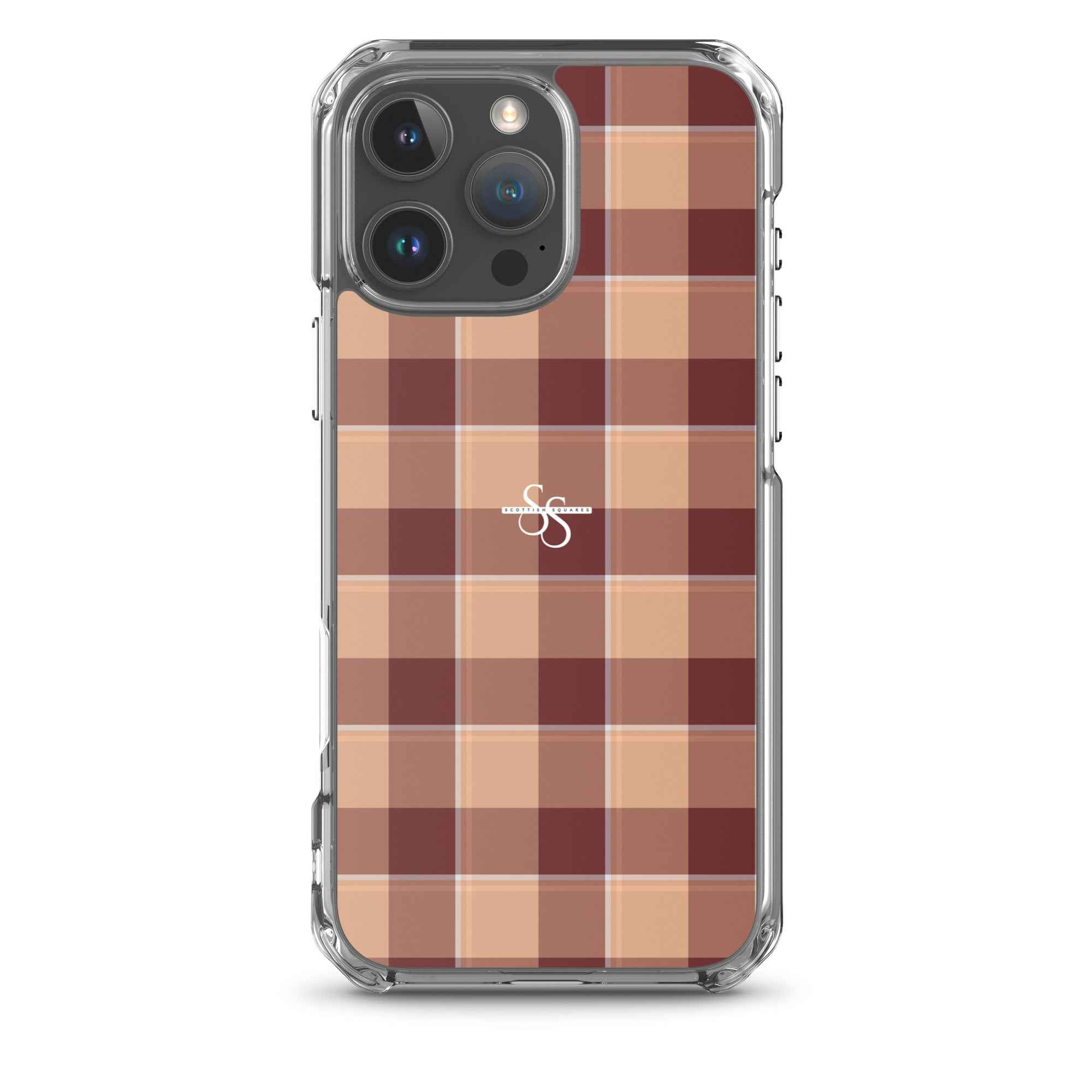 Clear Case for iPhone Whiskey and Livid Brown Plaid iPhone 16 Pro Max - Scottish Squares