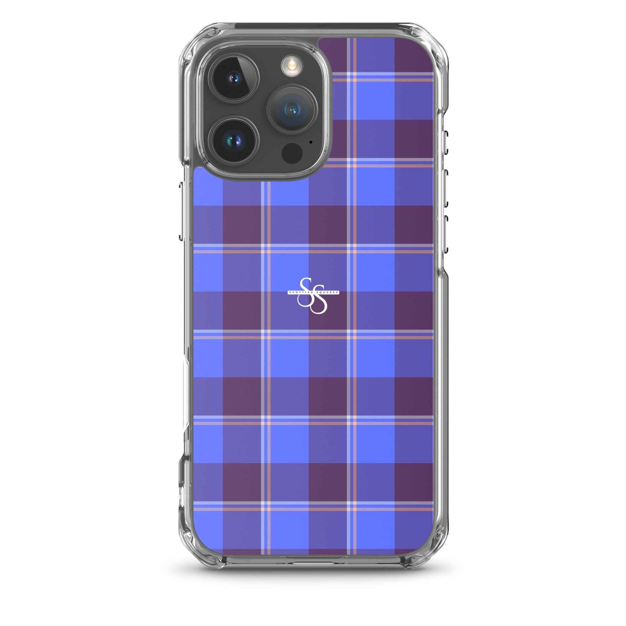 Clear Case for iPhone Cornflower Blue and Livid Brown Plaid iPhone 16 Pro Max - Scottish Squares