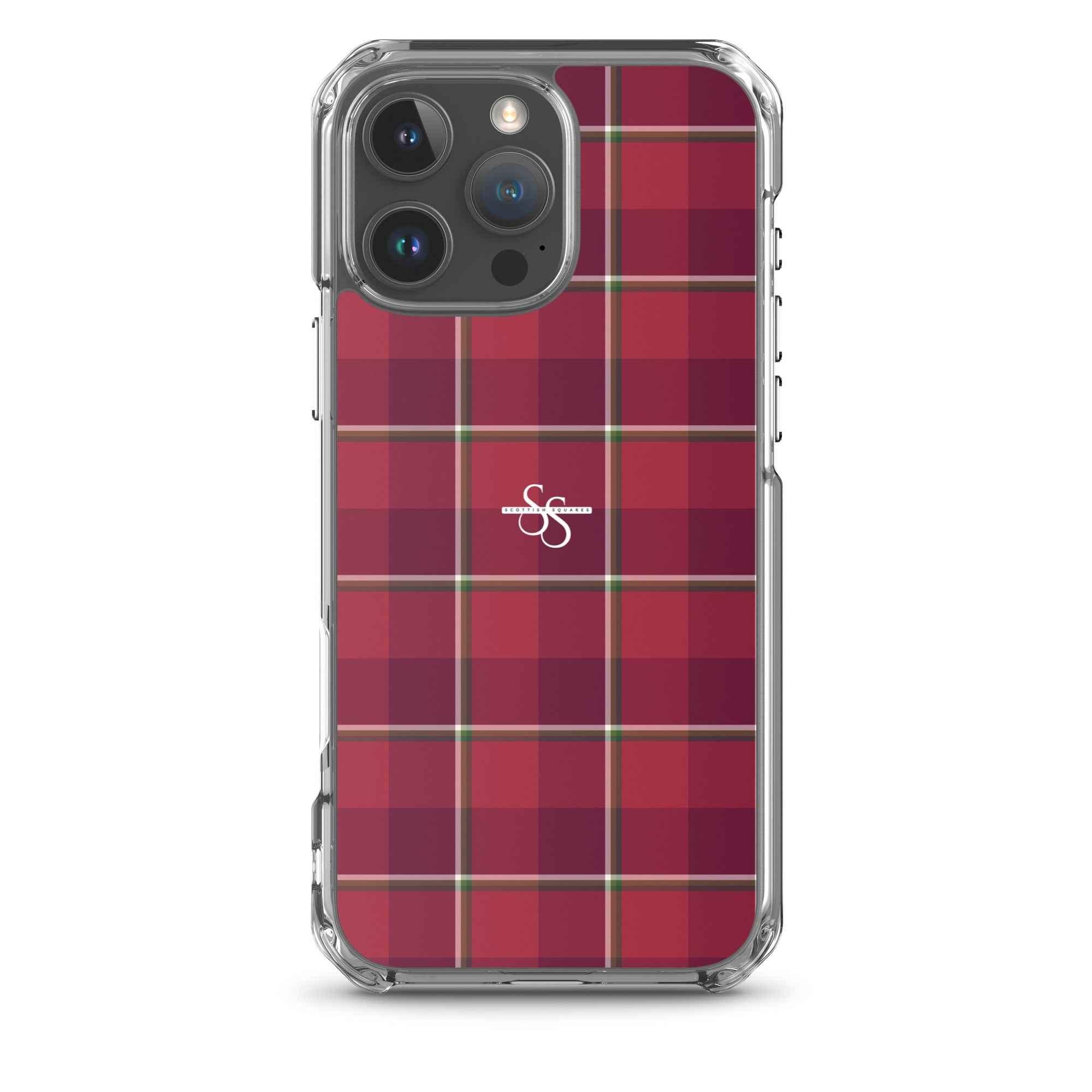 Clear Case for iPhone Old Brick and Cab Sav Plaid iPhone 16 Pro Max - Scottish Squares