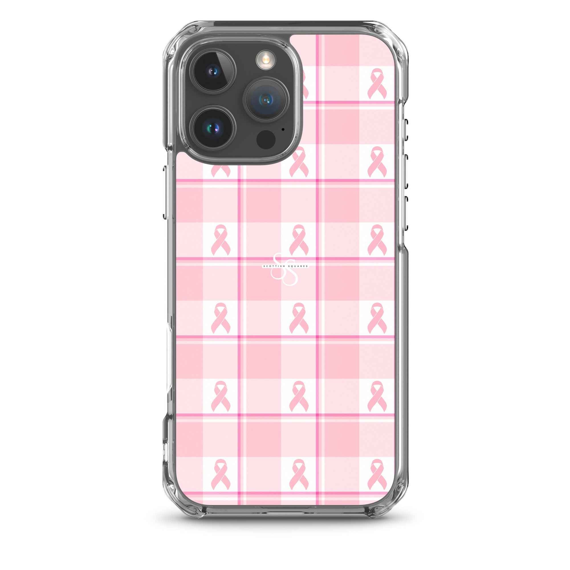 Clear Case for iPhone Breast Cancer Awareness Plaid iPhone 16 Pro Max - Scottish Squares