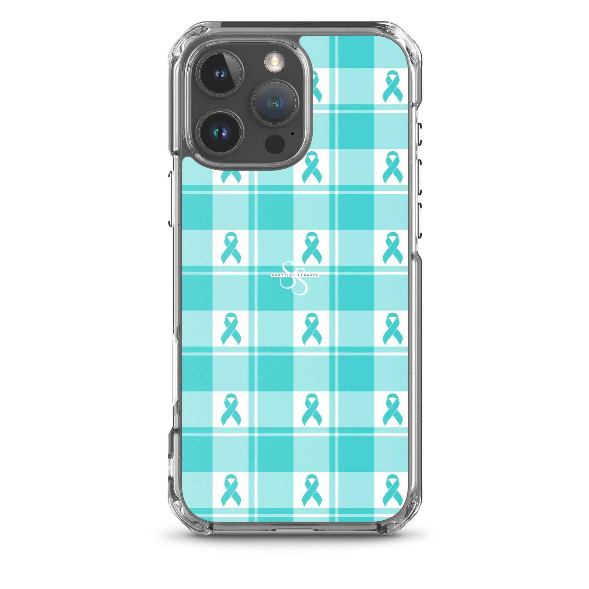 Clear Case for iPhone Ovarian Cancer Awareness Plaid iPhone 16 Pro Max - Scottish Squares