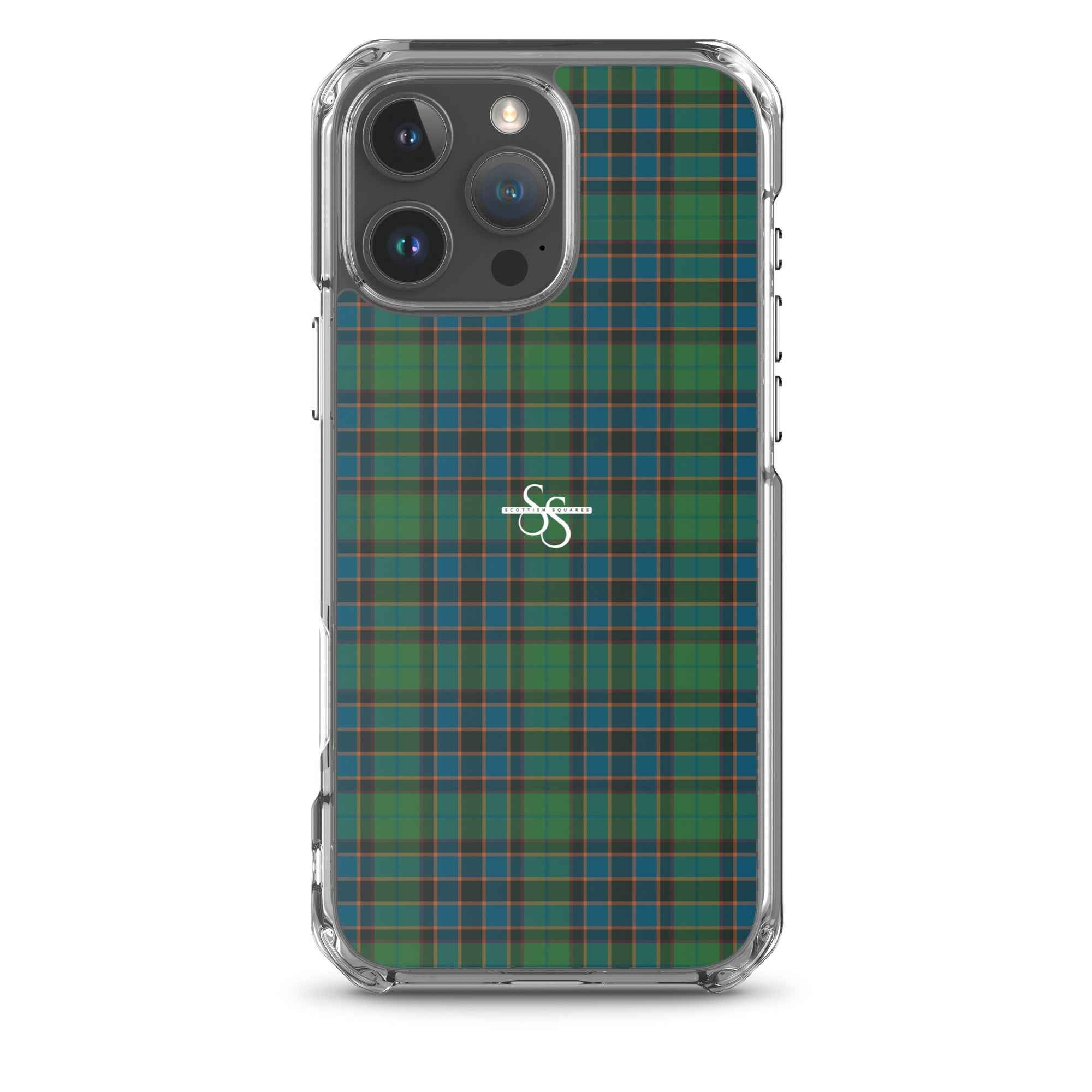 Clear Case for iPhone Green Blue Orange Plaid Tartan