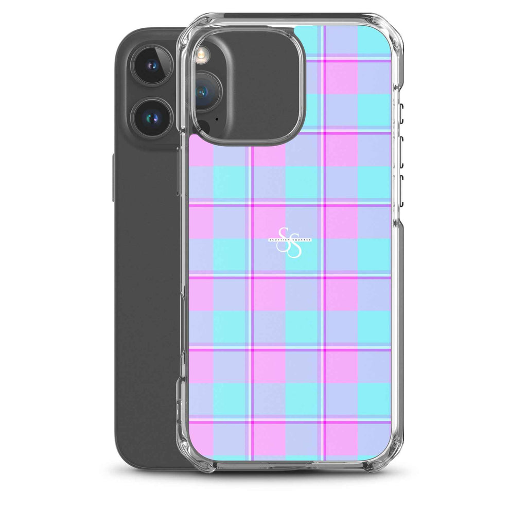 Clear Case for iPhone Mauve and Coastal Mist Plaid - Scottish Squares