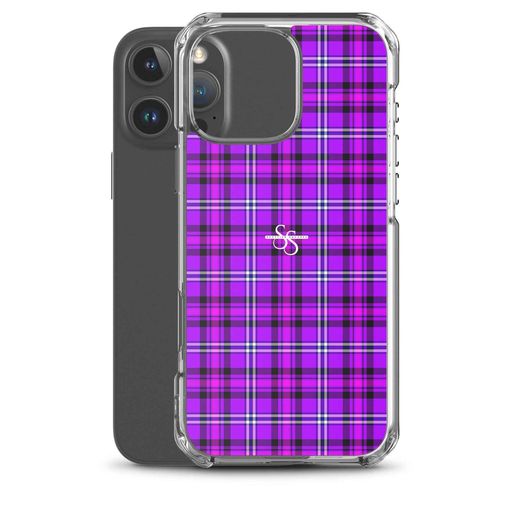 Clear Case for iPhone Electric Violet and Fuchsia Plaid - Scottish Squares