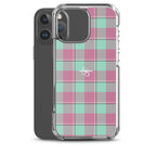 Clear Case for iPhone Vista Blue and Turkish Rose Plaid - Scottish Squares