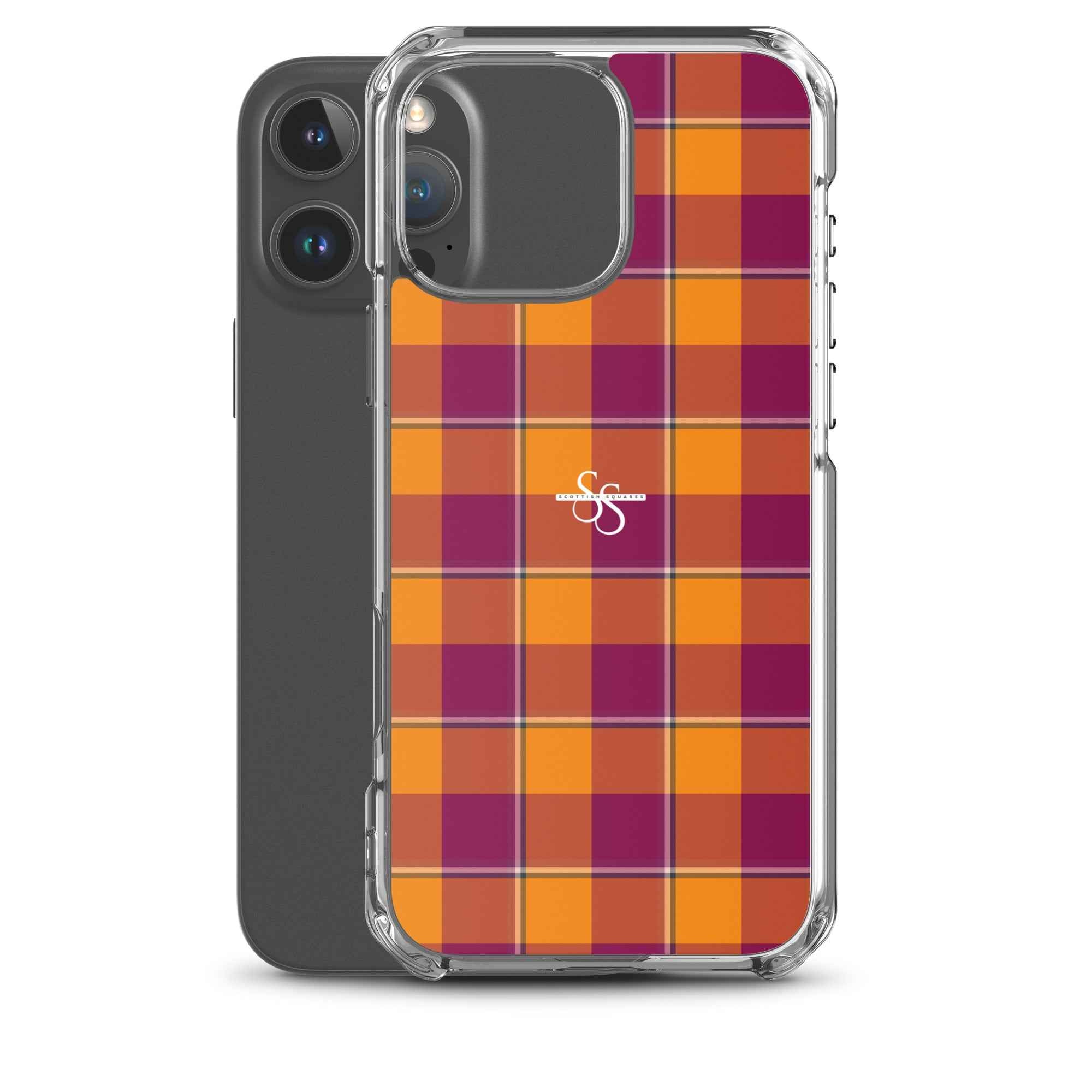 Clear Case for iPhone Tahiti Gold and Rose Bud Cherry Plaid - Scottish Squares