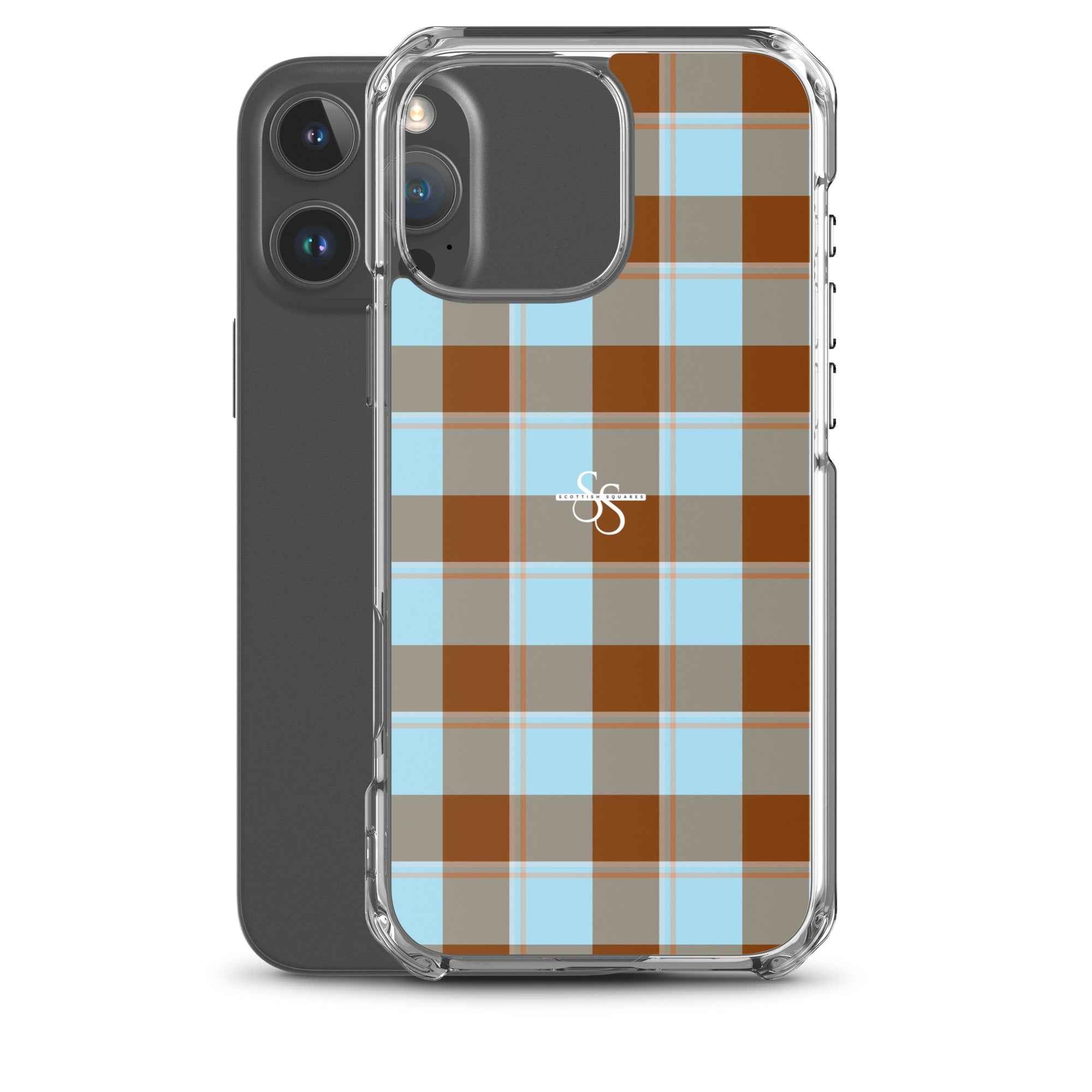 Clear Case for iPhone Blizzard Blue and Livid Brown Plaid - Scottish Squares