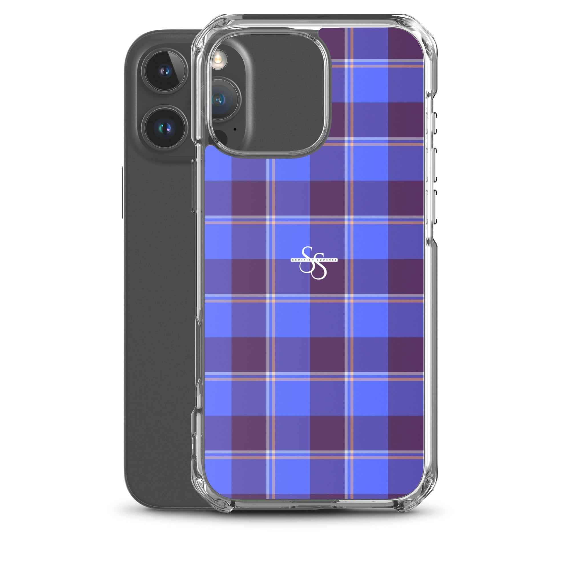 Clear Case for iPhone Cornflower Blue and Livid Brown Plaid - Scottish Squares