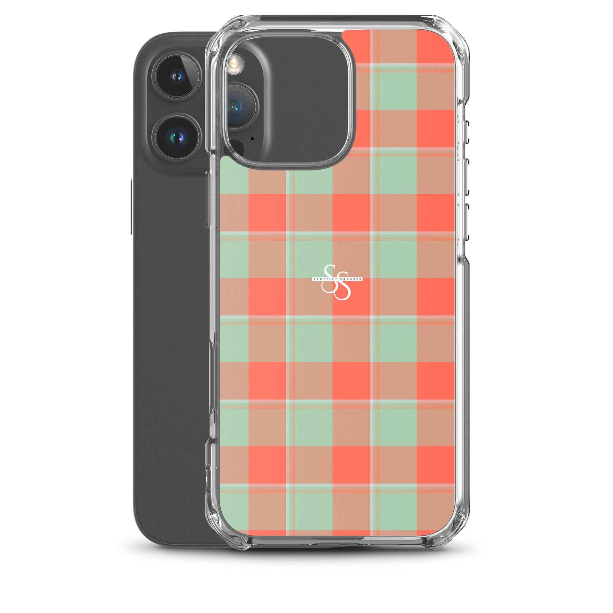 Clear Case for iPhone Spring Rain and Persimmon Plaid - Scottish Squares