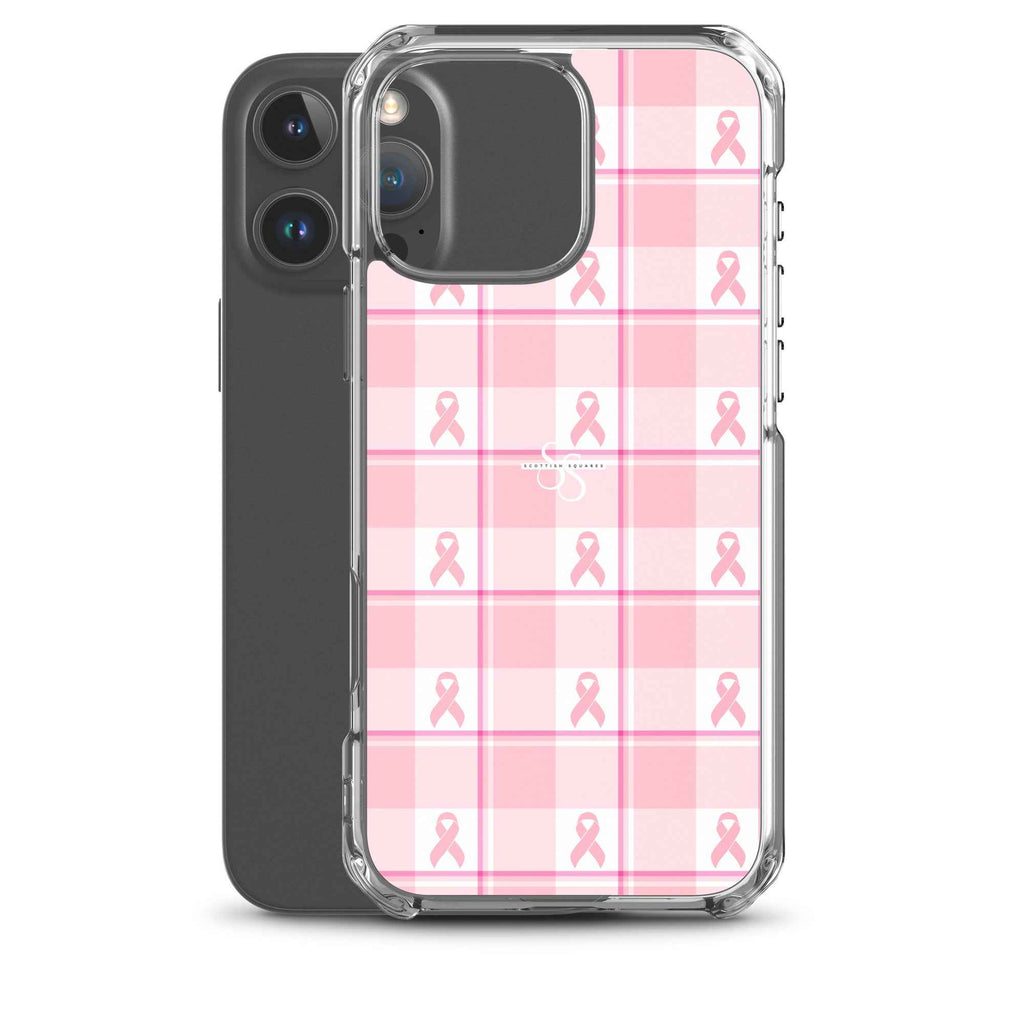 Clear Case for iPhone Breast Cancer Awareness Plaid - Scottish Squares