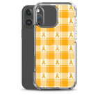 Clear Case for iPhone Kidney Cancer Awareness Plaid, Orange Ribbon, Supportive Gift - Scottish Squares