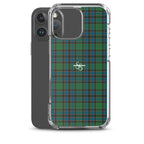 Clear Case for iPhone Green Blue Orange Plaid Tartan