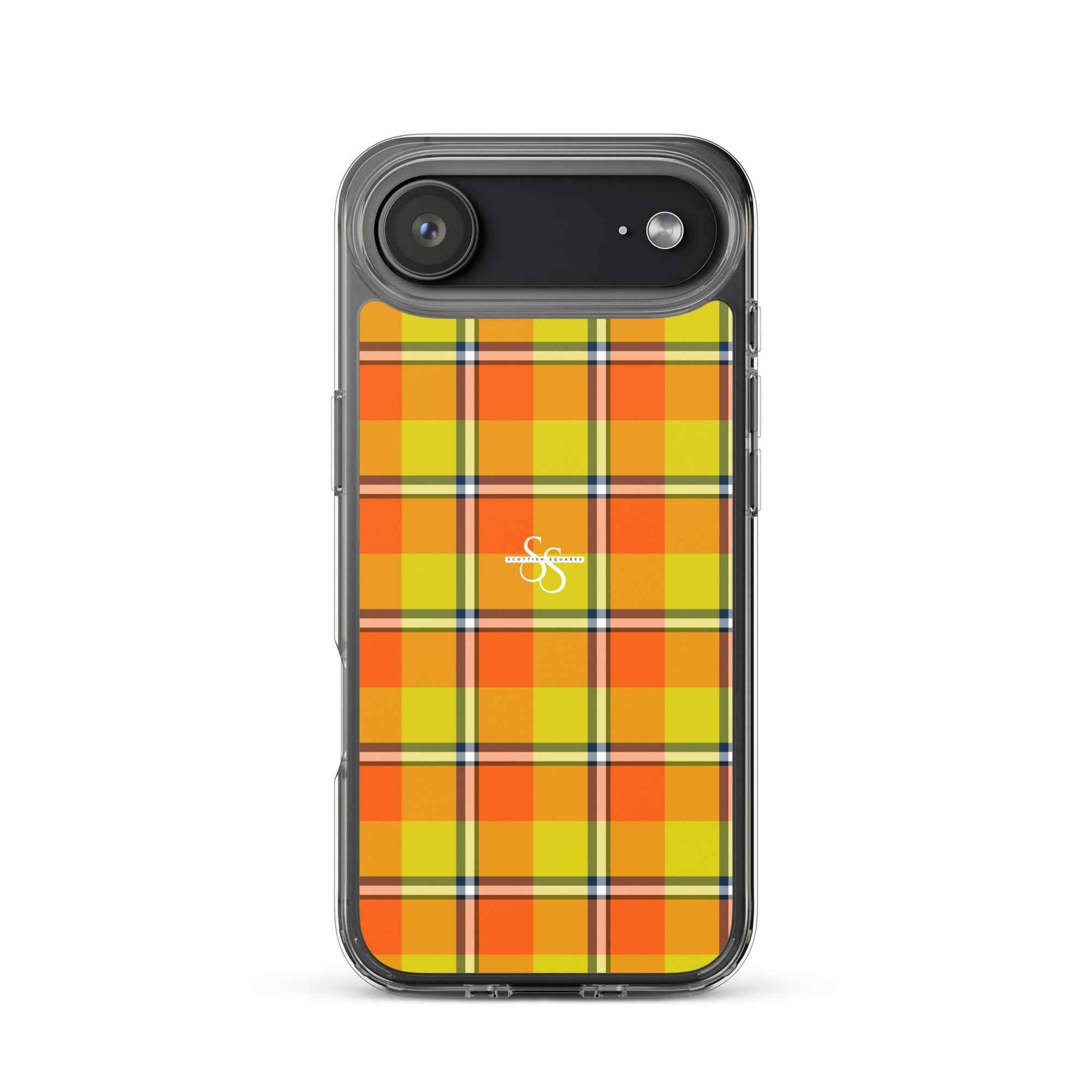 Clear Case for iPhone Blaze Orange and Bird Flower Plaid iPhone 17 Air - Scottish Squares