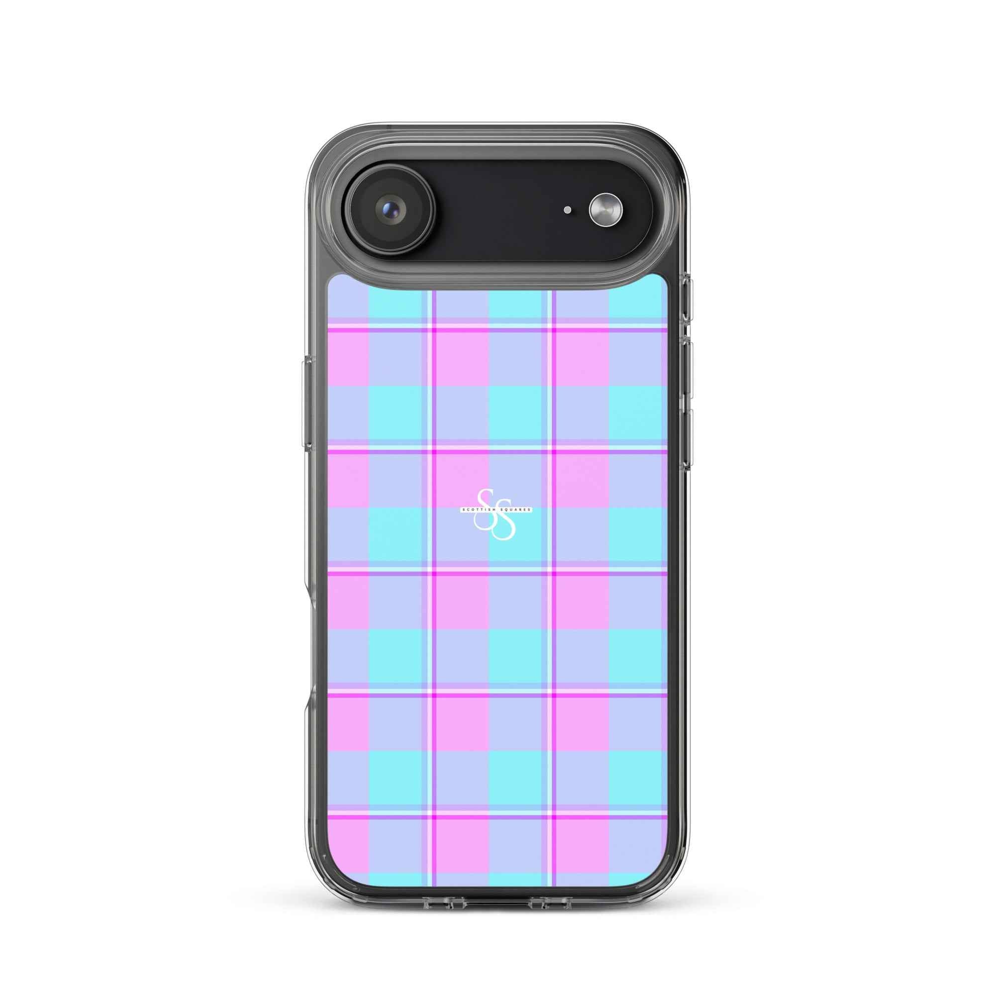 Clear Case for iPhone Mauve and Coastal Mist Plaid iPhone 17 Air - Scottish Squares