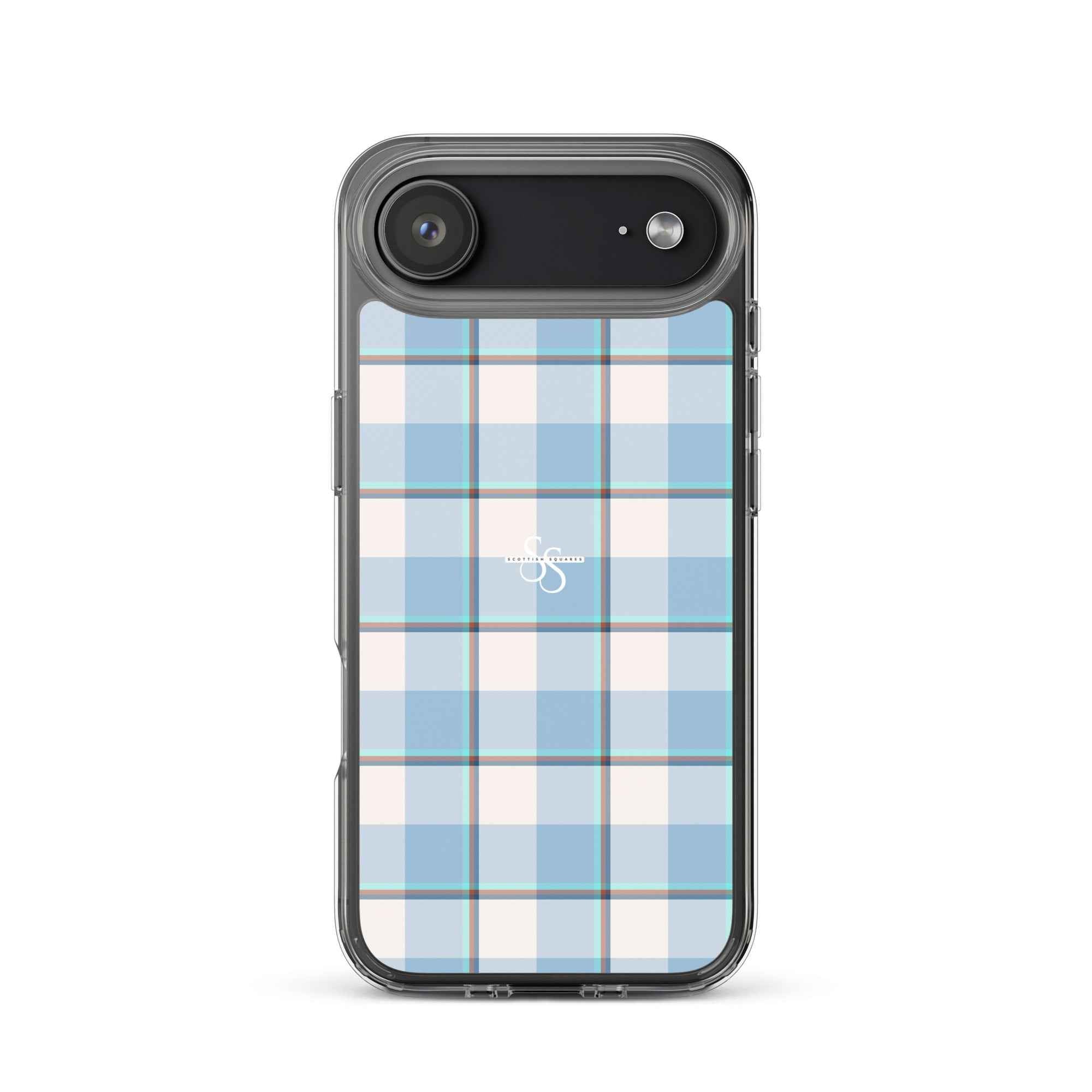 Clear Case for iPhone Pink Cloud and Blue Lagoon Plaid iPhone 17 Air - Scottish Squares