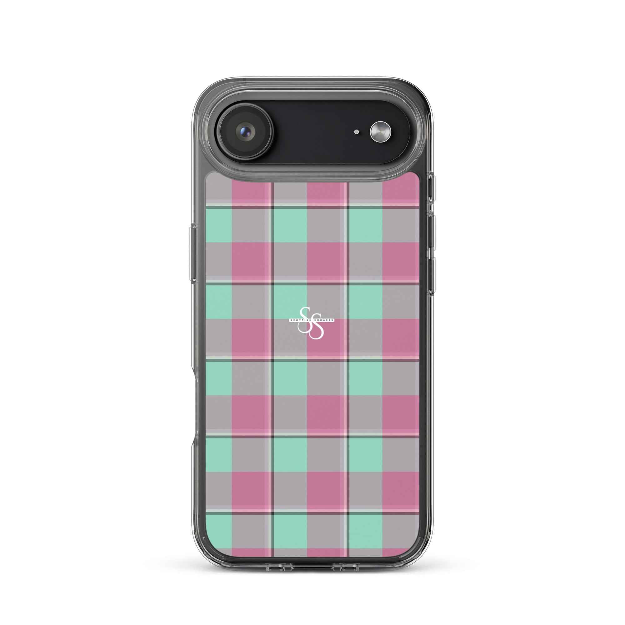 Clear Case for iPhone Vista Blue and Turkish Rose Plaid iPhone 17 Air - Scottish Squares