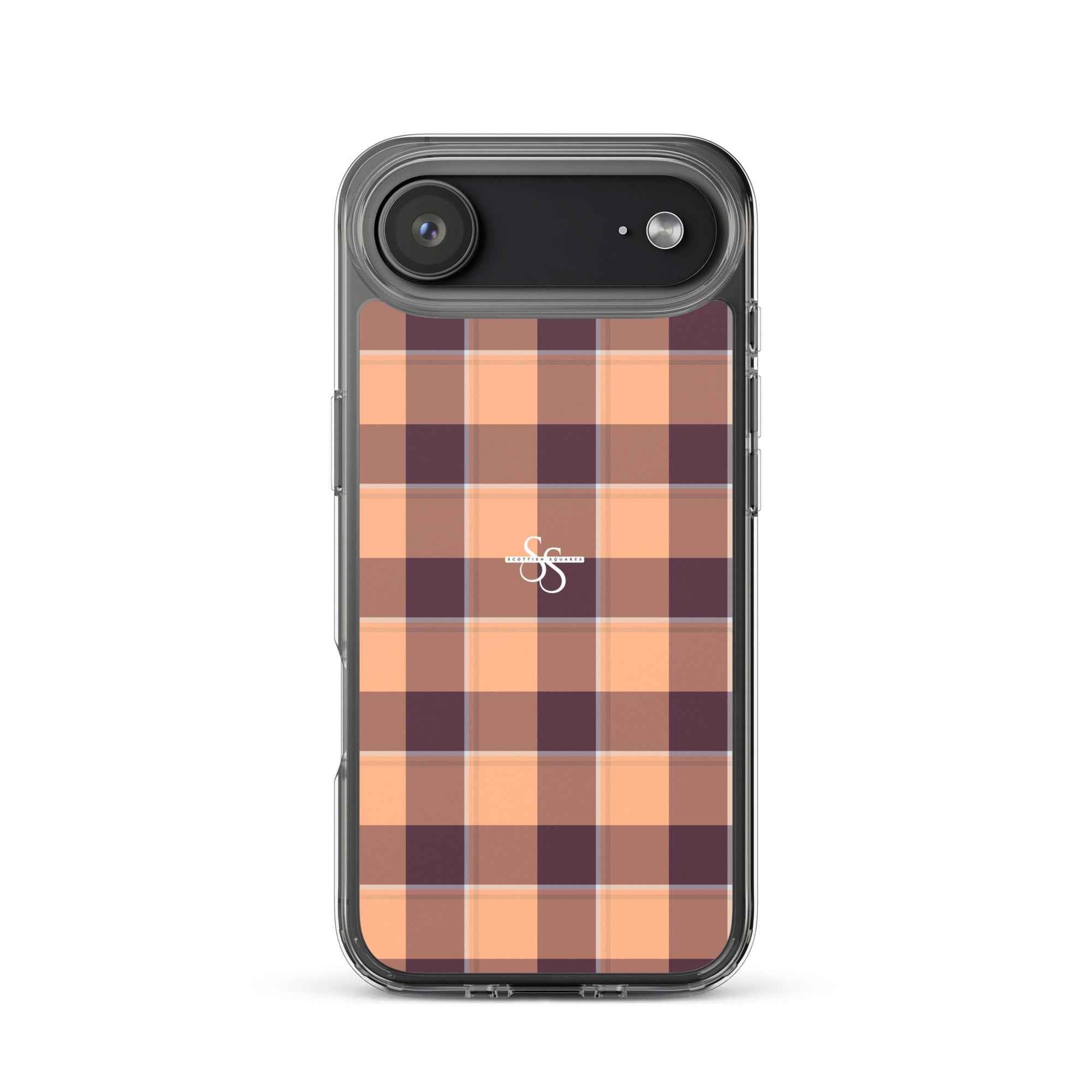 Clear Case for iPhone Hit Pink and Livid Brown Plaid iPhone 17 Air - Scottish Squares